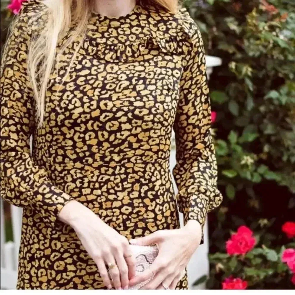 Who What Wear Target Leopard Chiffon Ruffle Dress Size Medium EUC - Image 3