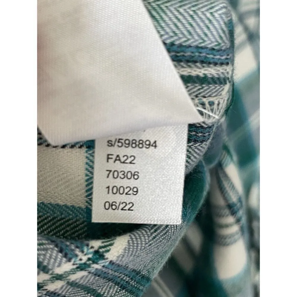 Loft Shirt Size XL‎ Womens Blue Button Front Plaid Ruffle Collar Prairie Top NEW - Image 9