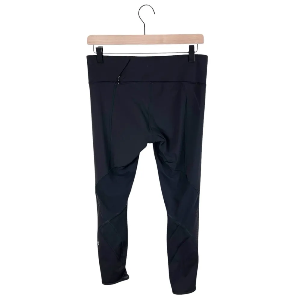 Lululemon All Meshed Up 7/8 Tight in Black Size 8 Athletic Running Leggings Mesh - Image 6