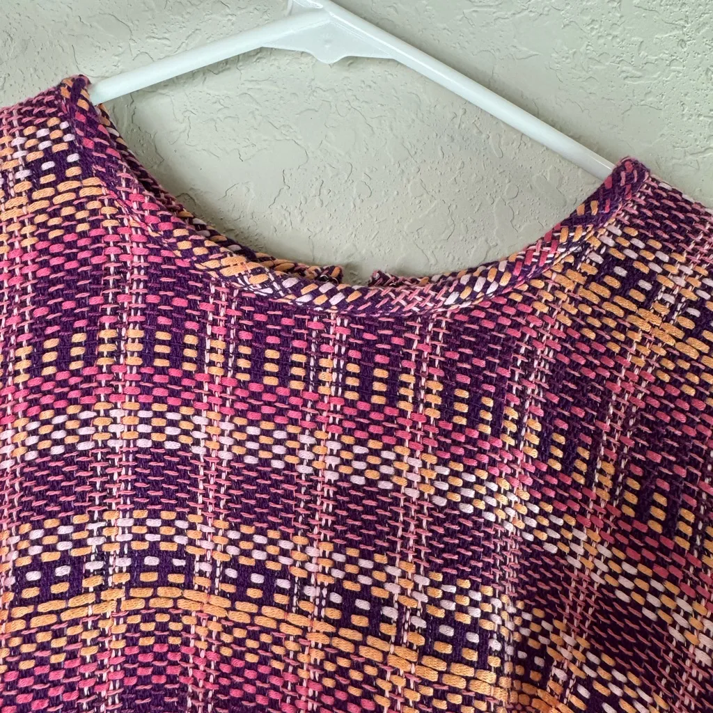 Cinq A Sept Box Weave Easton Short Sleeve Dress with Belt Size 6 Purple - Image 6