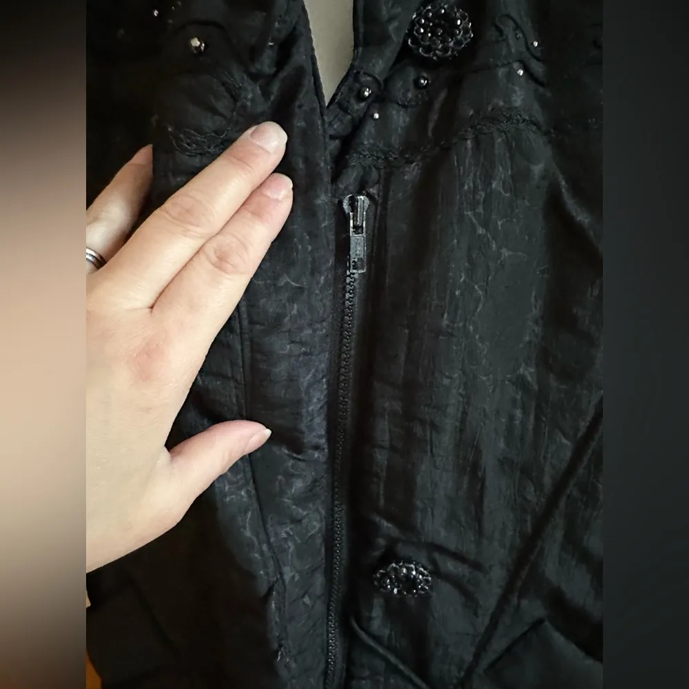 J.  Black Vintage Long Puffer Coat W Duck Down. Has Zipper & Buttons SZ S - Image 8