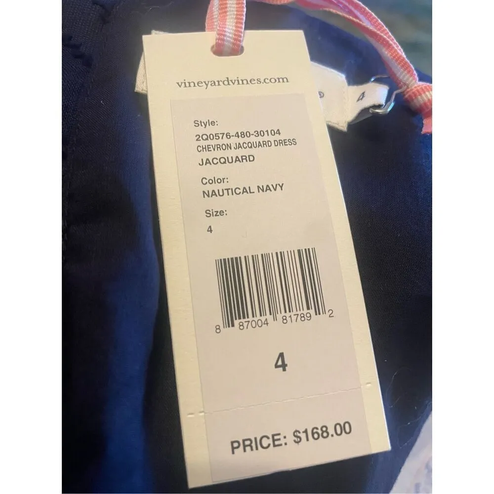 NWT Vineyard Vines Chevron A Line Sleeveless Dress Navy Blue 4 - Image 9