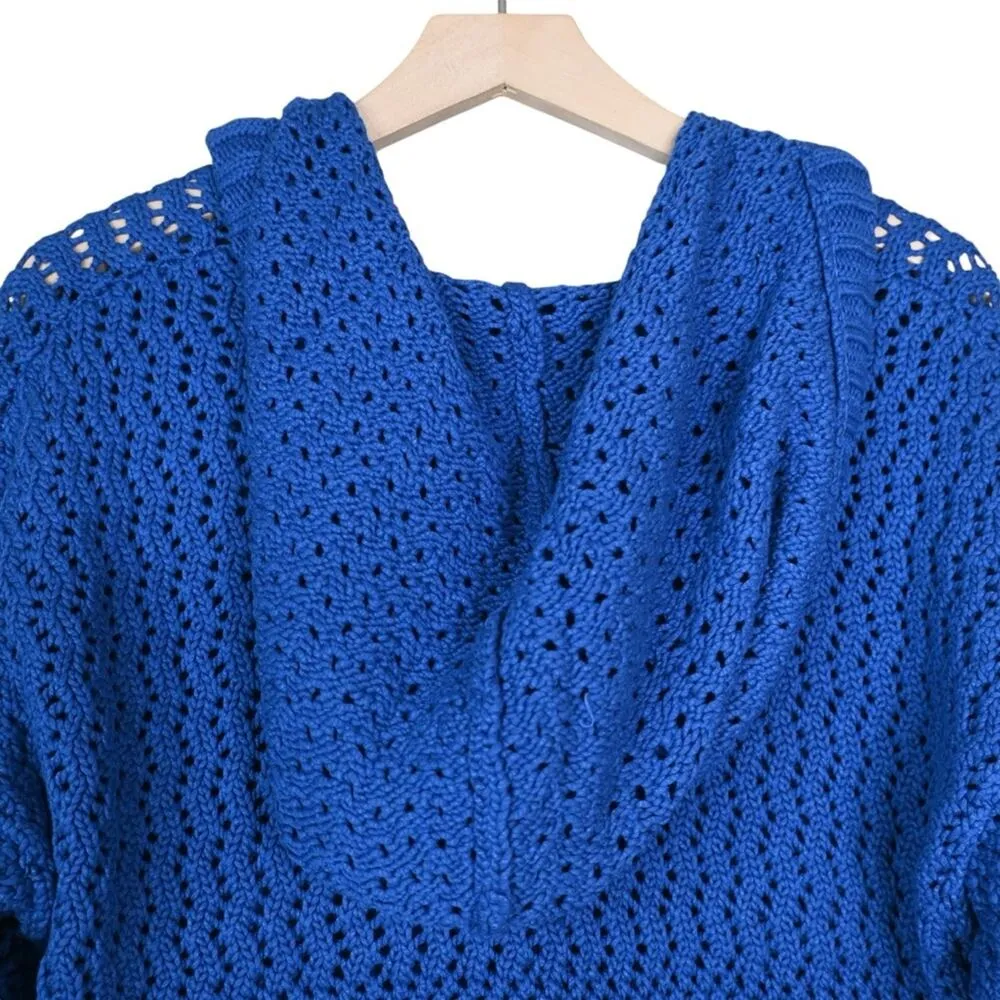 Joie Womens S Aurora Open Stitch Hoodie Sweater in Blue Quartz NEW - Image 5