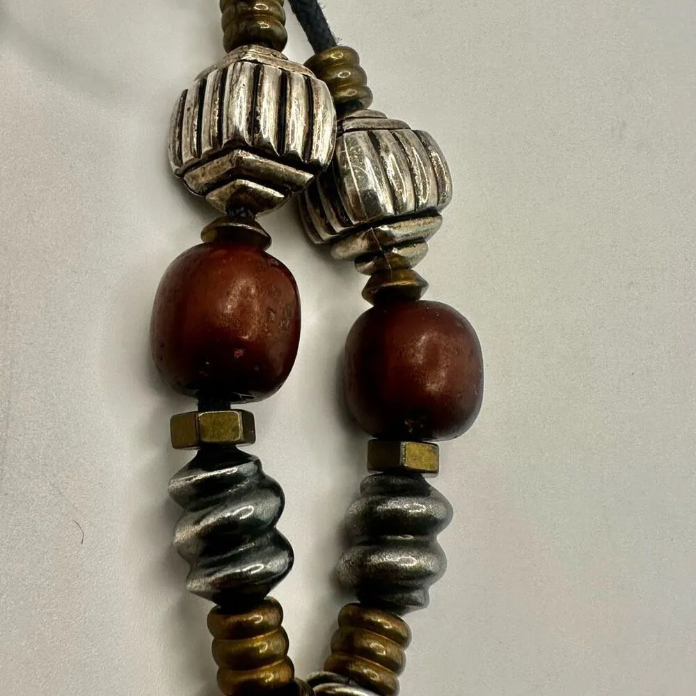 Baer SF sterling silver and brass pendant necklace on black cord - Image 10