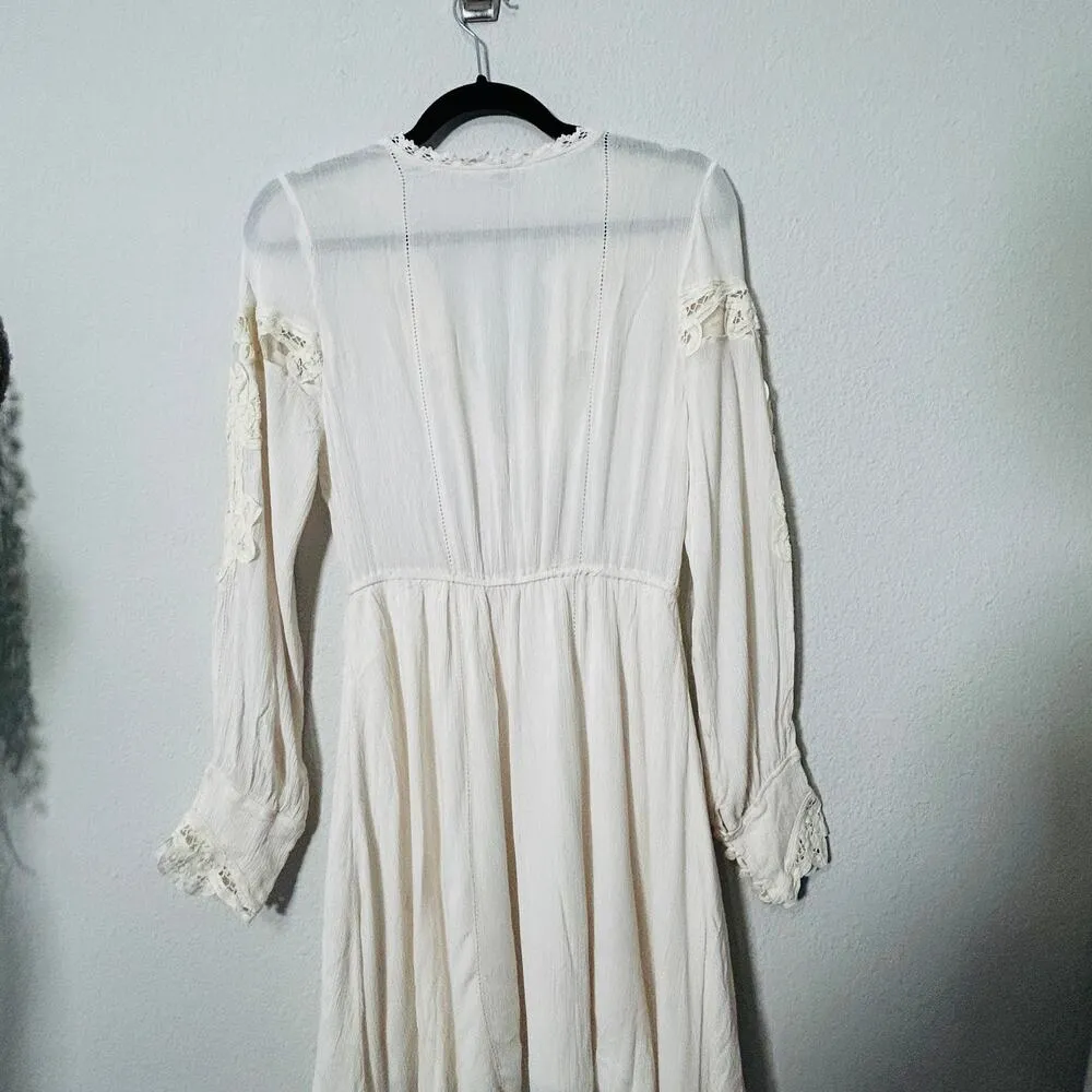 NEW Free People FP One Paige Mini Dress Sand Sable XS Oversize Cowgirl Off White - Image 12