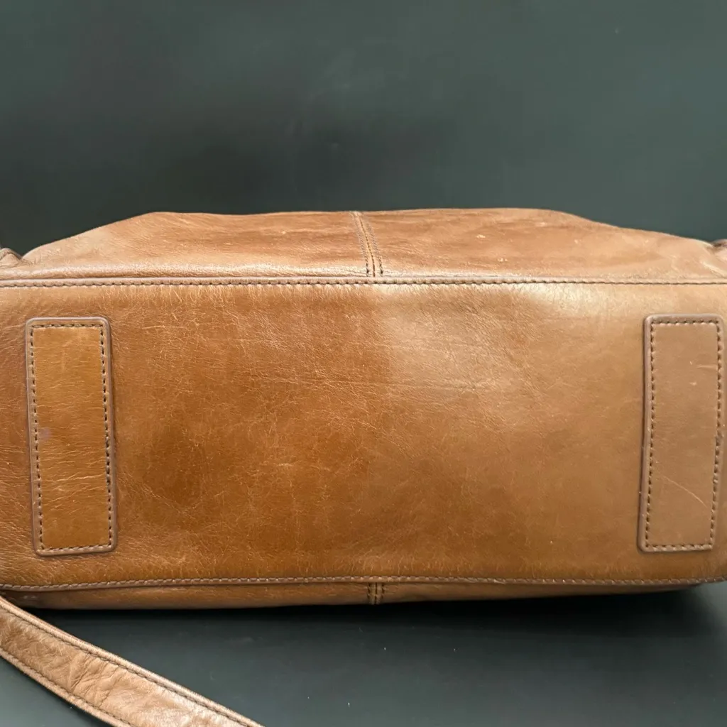 HOBO International Copula Woodlands Brown Leather Whipstitched Satchel Crossbody - Image 7