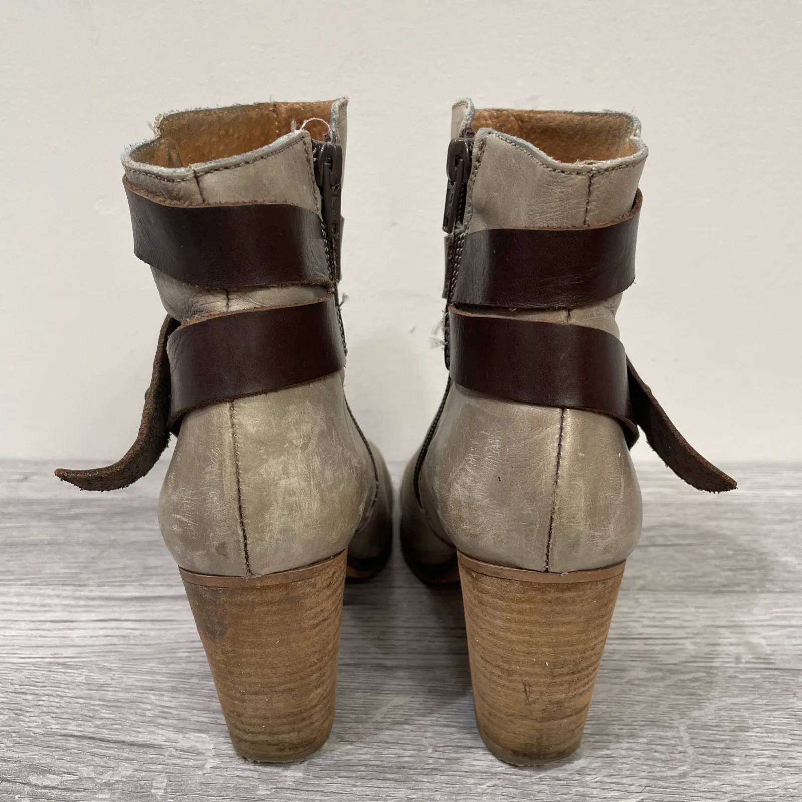 Rag & Bone Harrow Tan Distressed Leather Boot Women's EU 36 US 6 Stacked Heel - Image 3