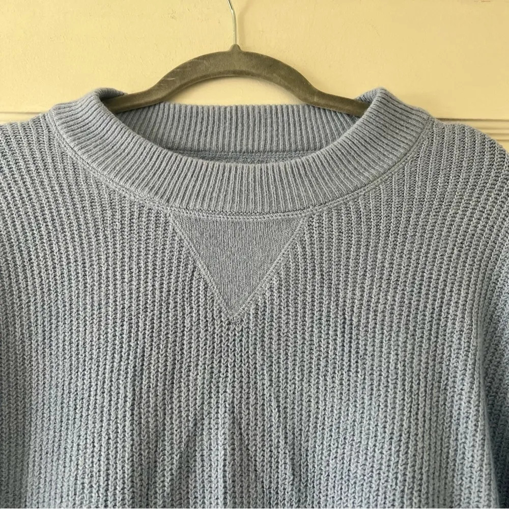 Aerie light blue Crewneck ribbed knit oversized relaxed fit cotton sweater xs - Image 2