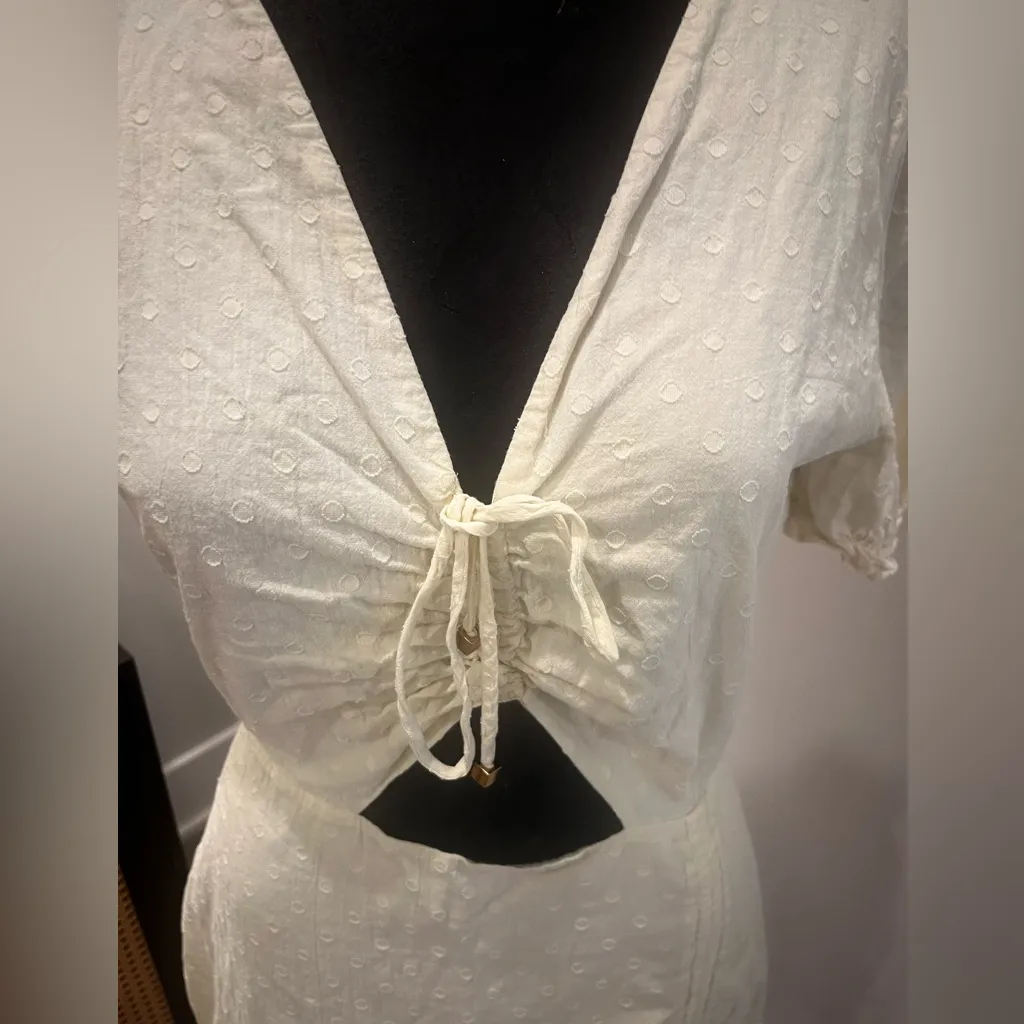 Runaway The Label Ditsy Yellow Lemon Polk-a-dot Cotton Mini Dress Sz Medium FLAW - Image 2