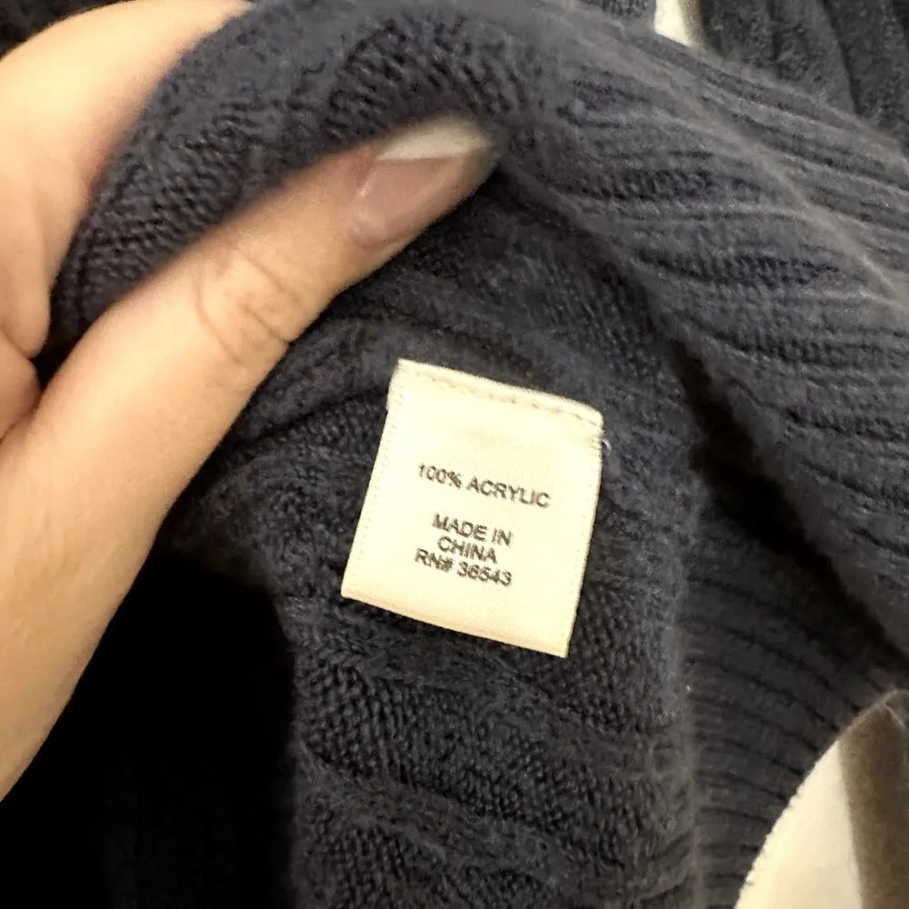 G.H. Bass Navy Cable Knit Pull Over Sweater Sz M Blue Size M - Image 5