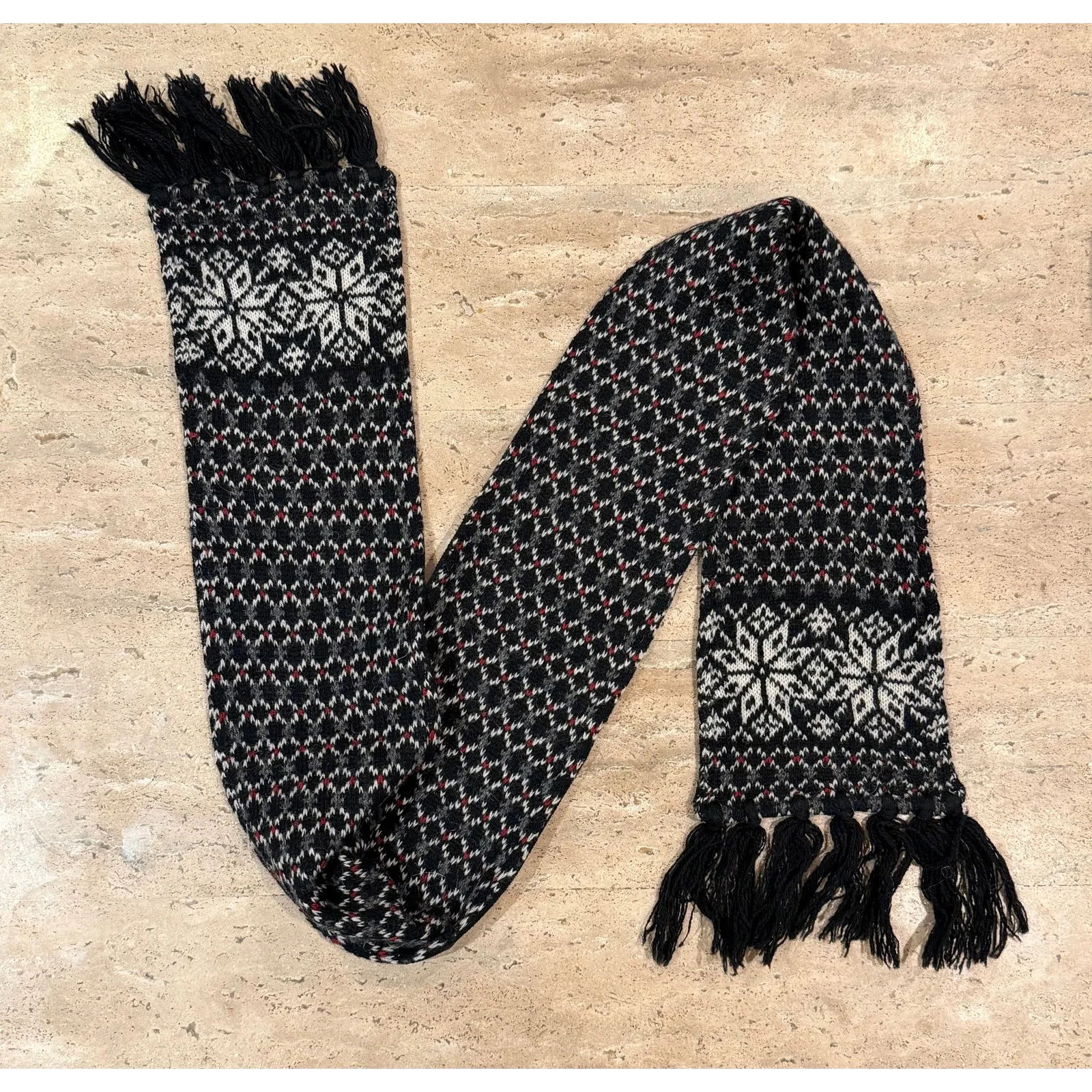 WoolRich scarf Womens fair isle Fringe Lambswool knit Scarf - Image 3