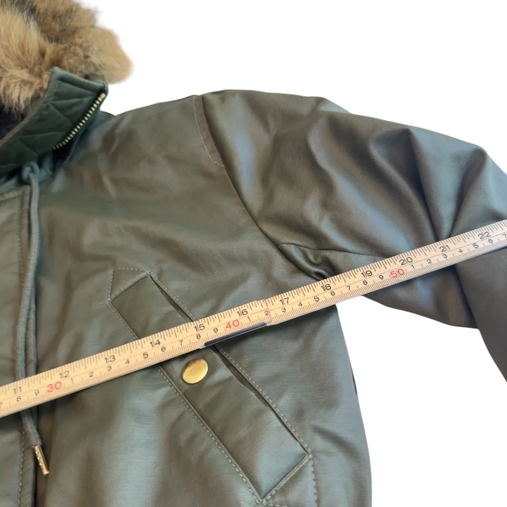 J.Crew Olive Green Utility Parka Petite XS Faux Fur Hood PrimaLoft Jacket EUC - Image 11