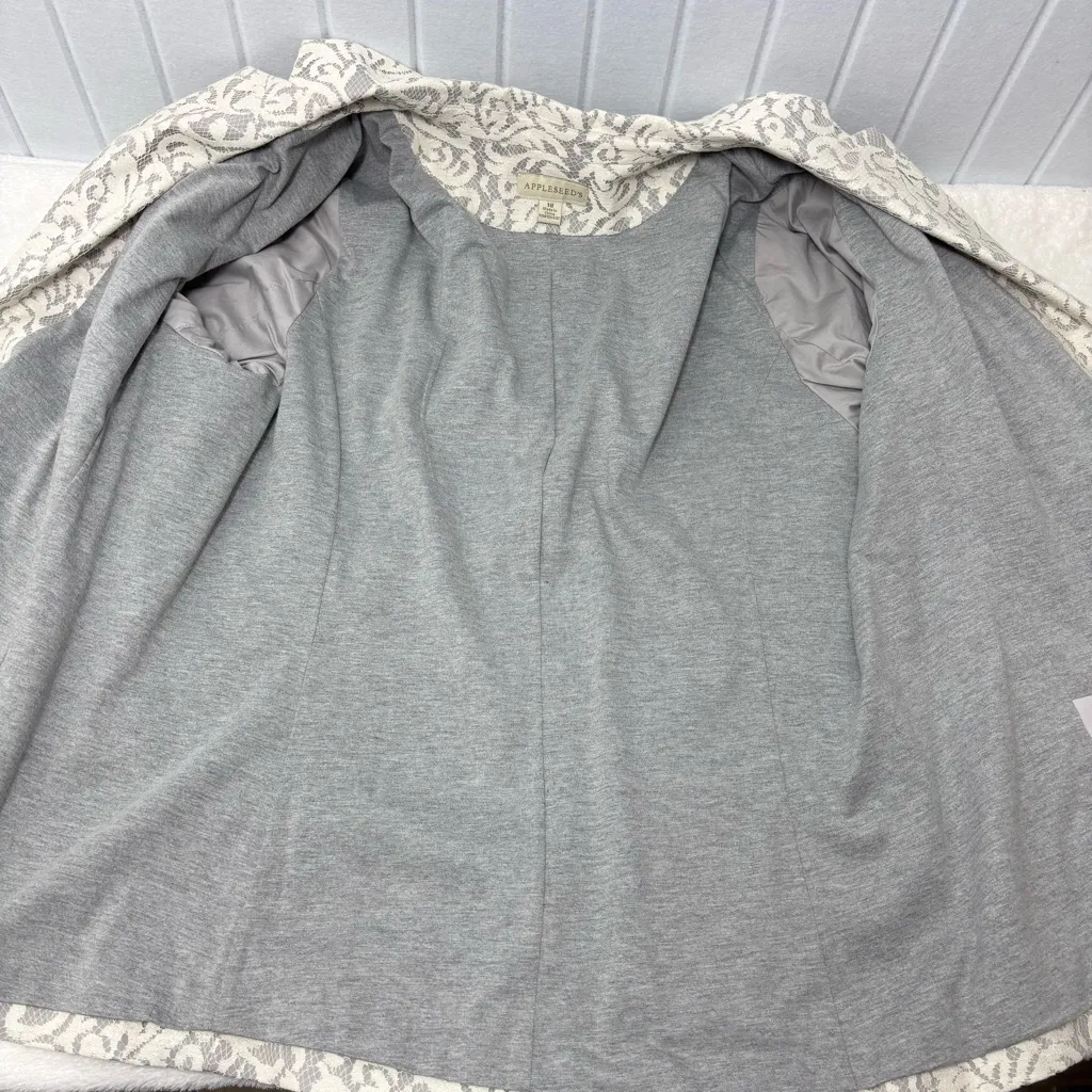 Appleseed’s Blazer Lace Overlay Lined Cream‎ Gray Lining Size 18 White - Image 9