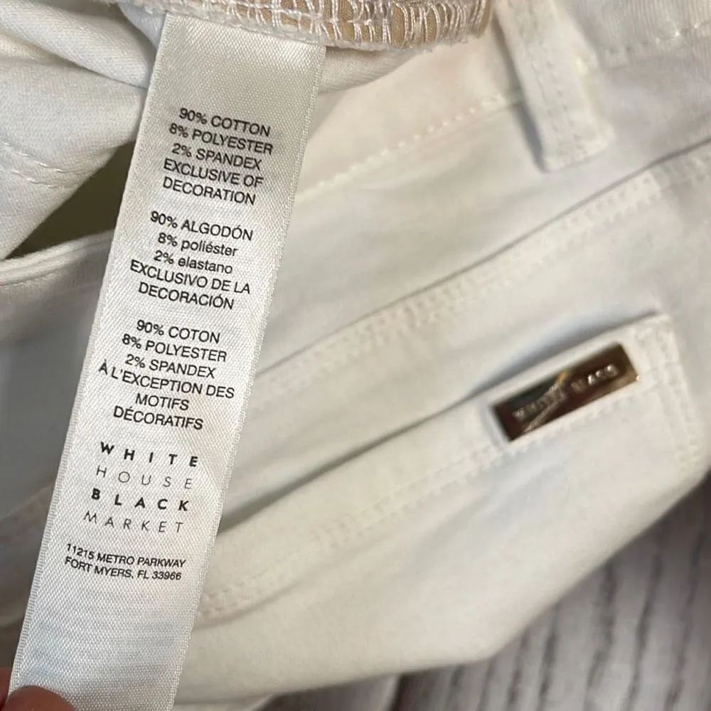 White House Black Market Skinny Cropped Distressed Jeans Stretch Slightly Off Wh - Image 9