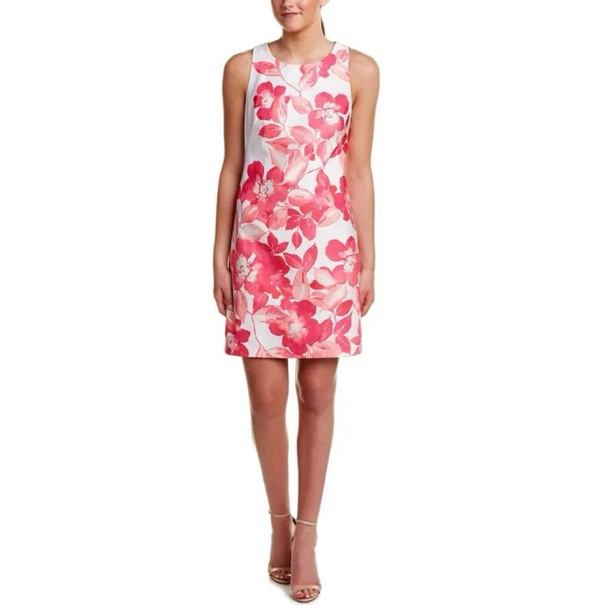 NEW Eliza J Size 8 Pink White Floral Shift Dress Spring Easter - Image 3