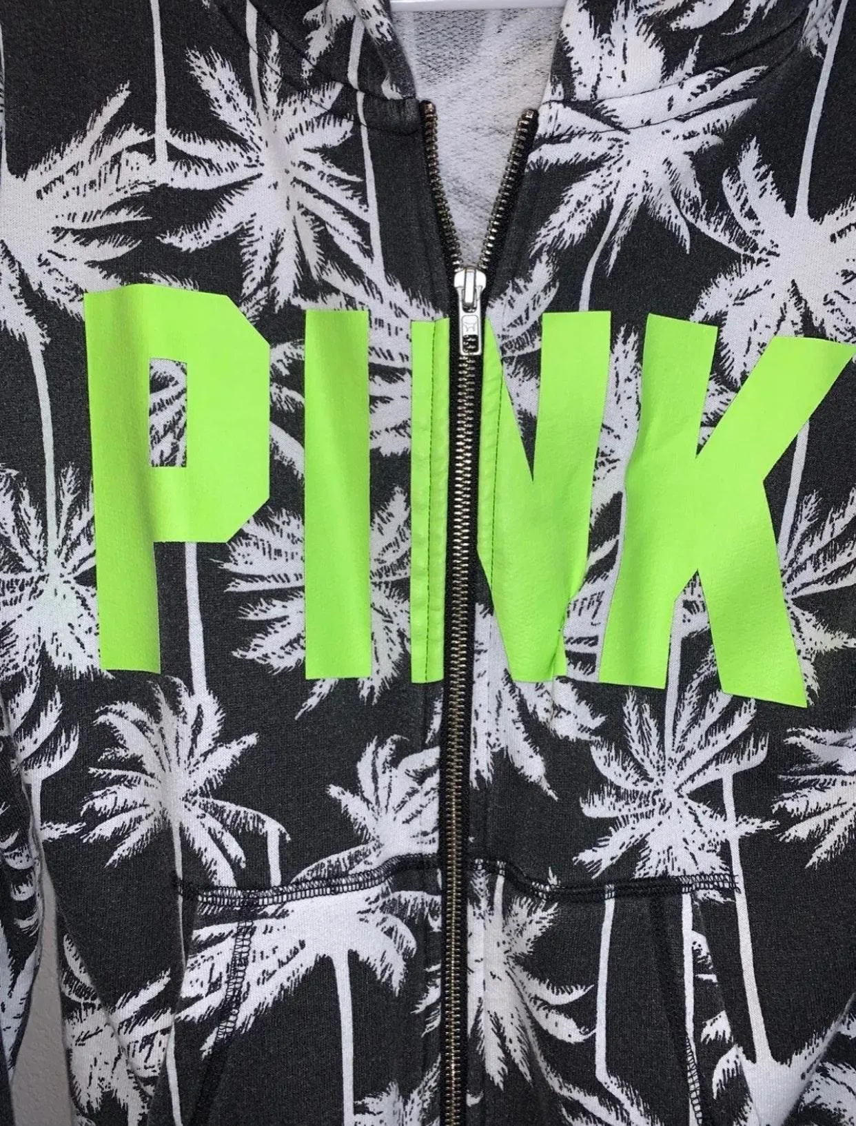 VS PINK black sweatshirt palm trees US S - Image 4