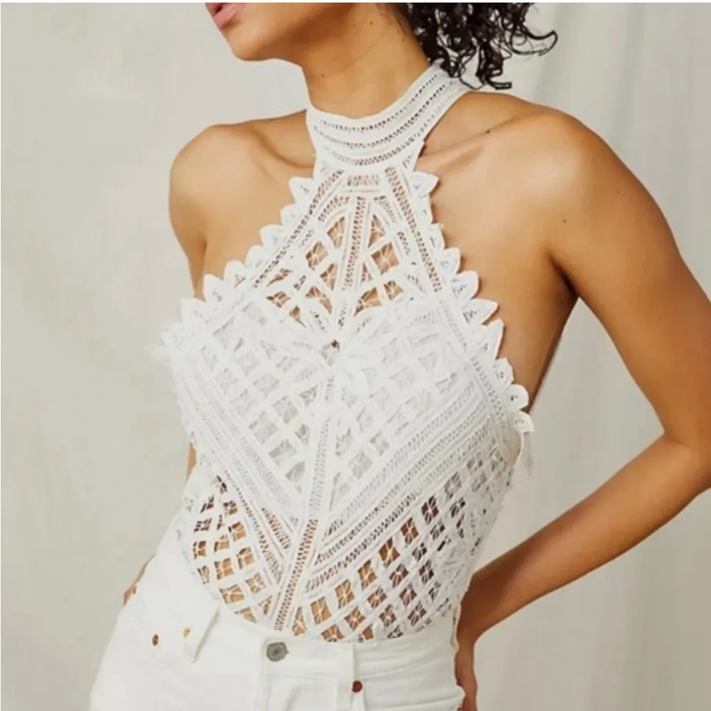 Intimately Free People Be My Battenburg Bodysuit in Optic White Size L New w/Tag - Image 3