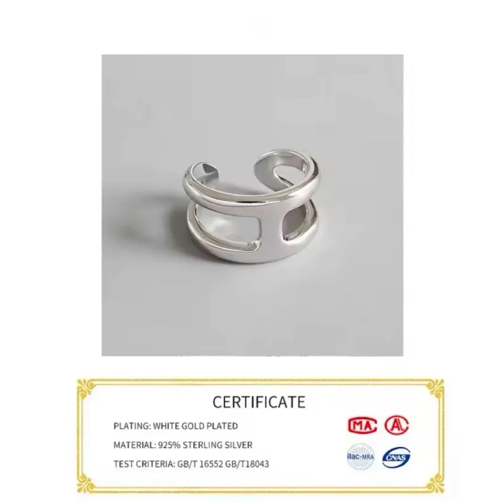 NEW Unisex H-Bar Ring, Gold‎ Plated S925 Band, Adjustable 10.5mm - Image 10