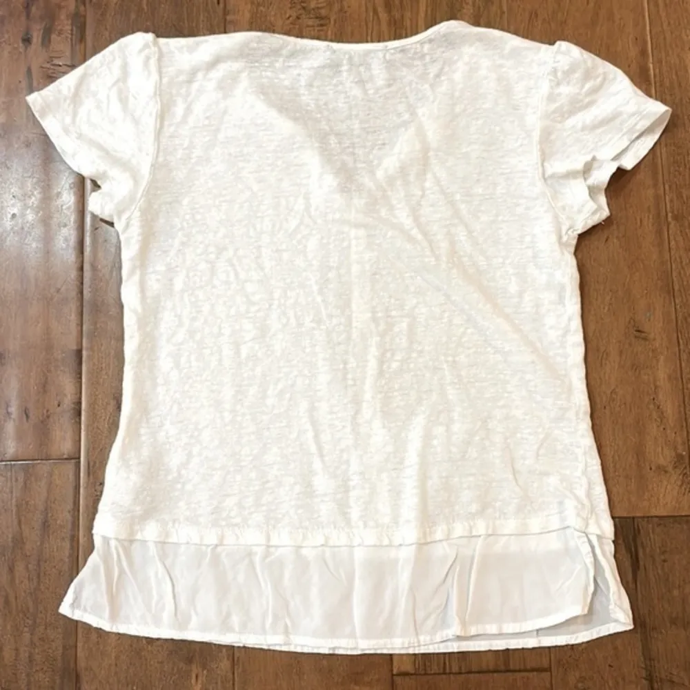 Sanctuary White Linen V-Neck Short Sleeve Top - Image 2
