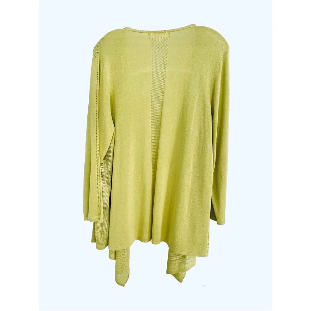 Emaline Lightweight Knit Open Front Cardigan Sz 2X Yellow - Image 2