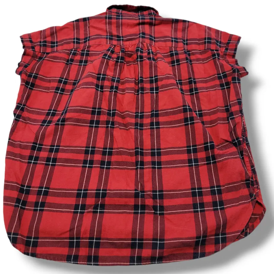 Top Size XXS Women's Button Down Shirt Short Sleeve Casual Plaid Shirt - Image 4
