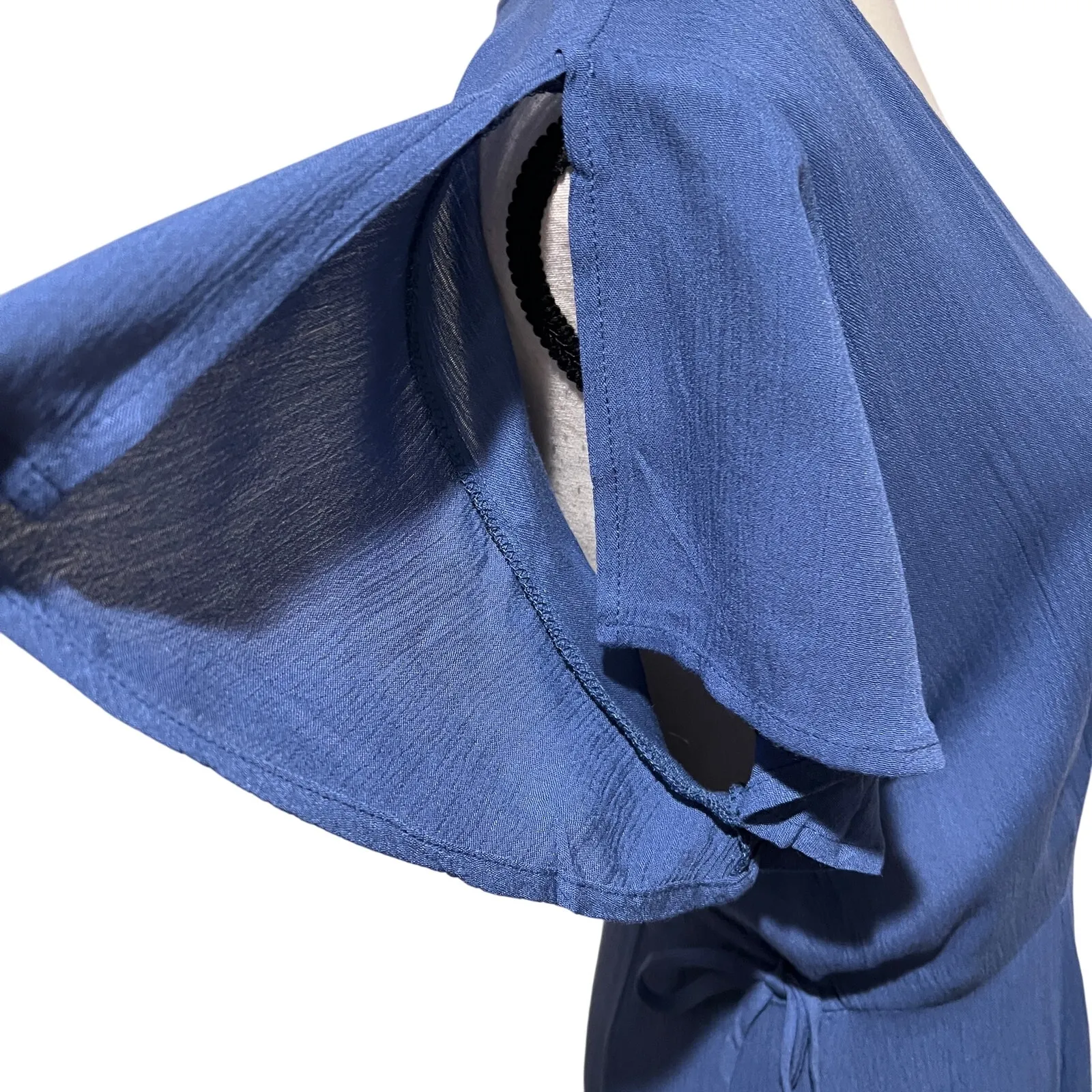 Lulus Heart of Marigold Denim Blue Wrap Maxi Dress Flutter Sleeve Size S - Image 6