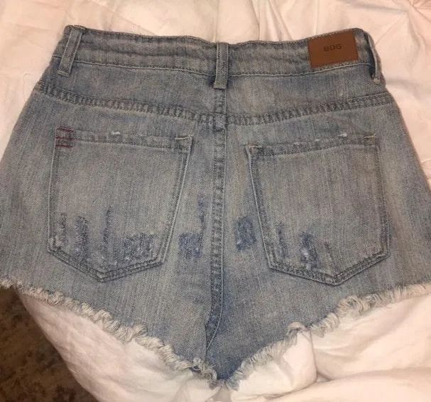 High Rise Cheeky Camo Denim Shorts - Image 2