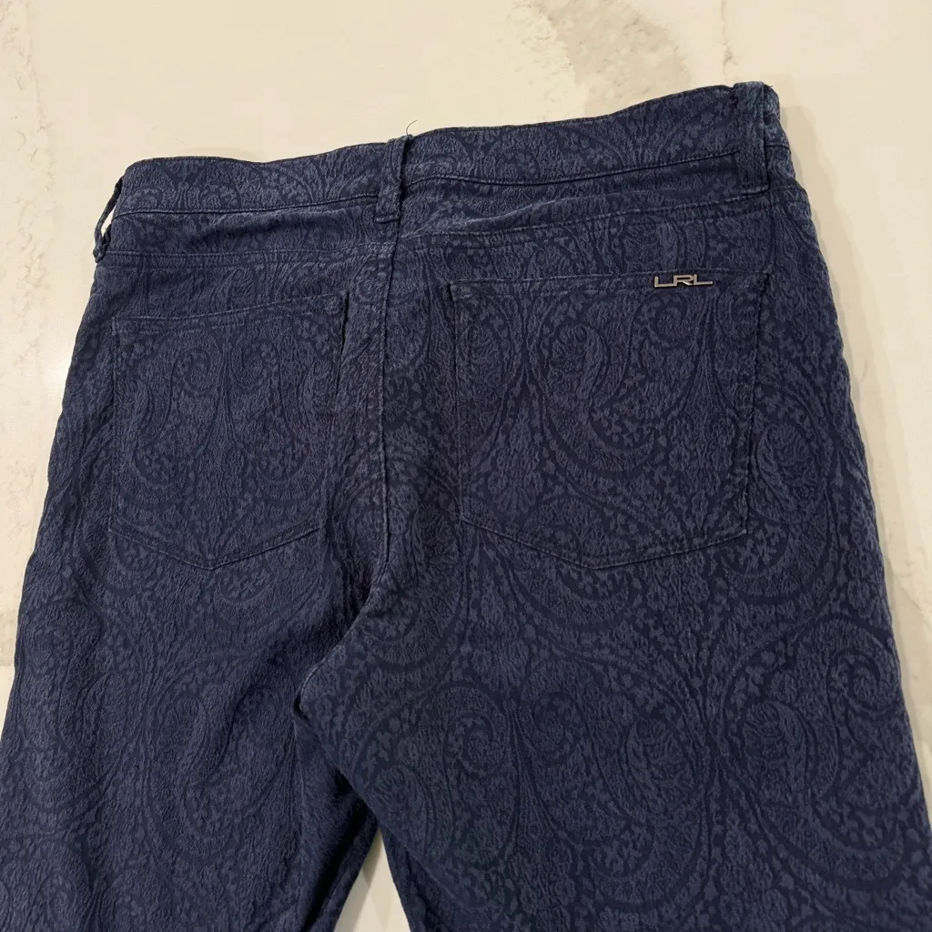 Lauren Ralph Lauren Modern Skinny Ankle Floral Paisley Denim Jeans Womens 6 Blue - Image 6