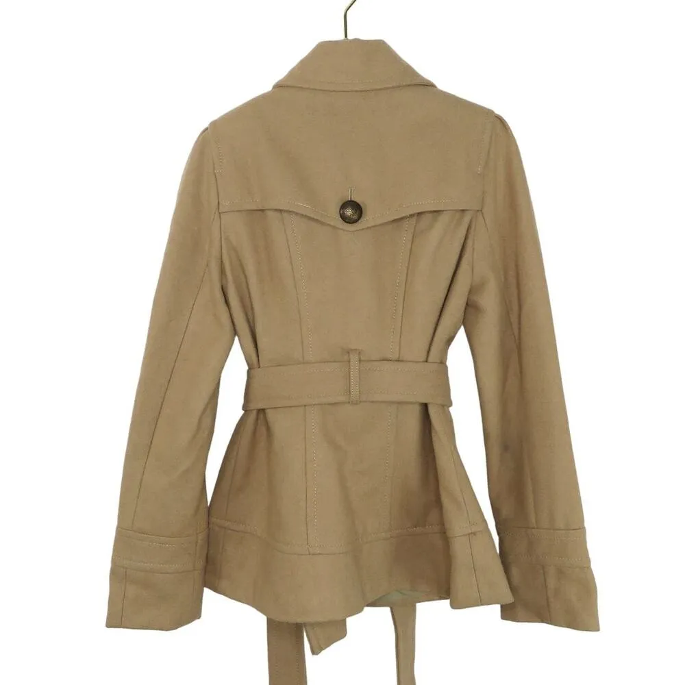 Express Tan Wool Double-Breasted Peacoat Extra Small Winter - Image 7