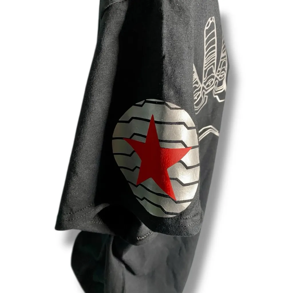 NWT Custom Unisex Winter Soldier Naughty Hands w/ Shield On Arm Shirt Size S Black - Image 4