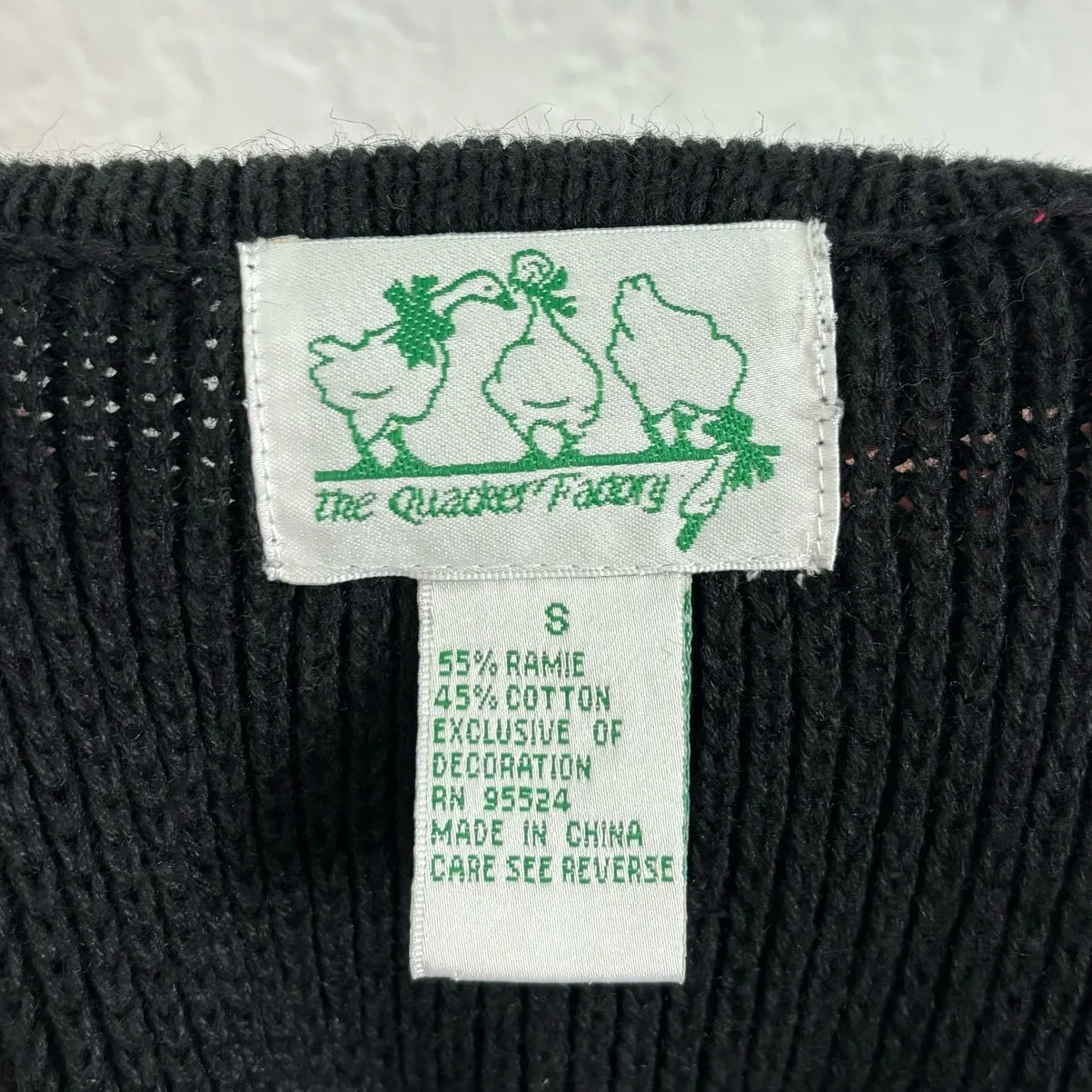 The Quacker Factory Knit Bee Floral Embroidered Sweater Vest Cottagecore Small Black - Image 3