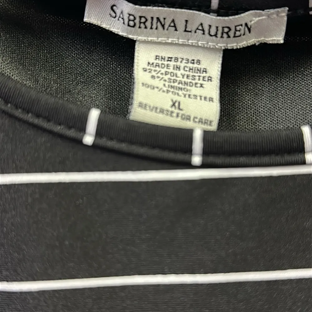 Sabrina Lauren Black White Striped Sleeveless Layered Midi Maxi Dress Womens XL - Image 12