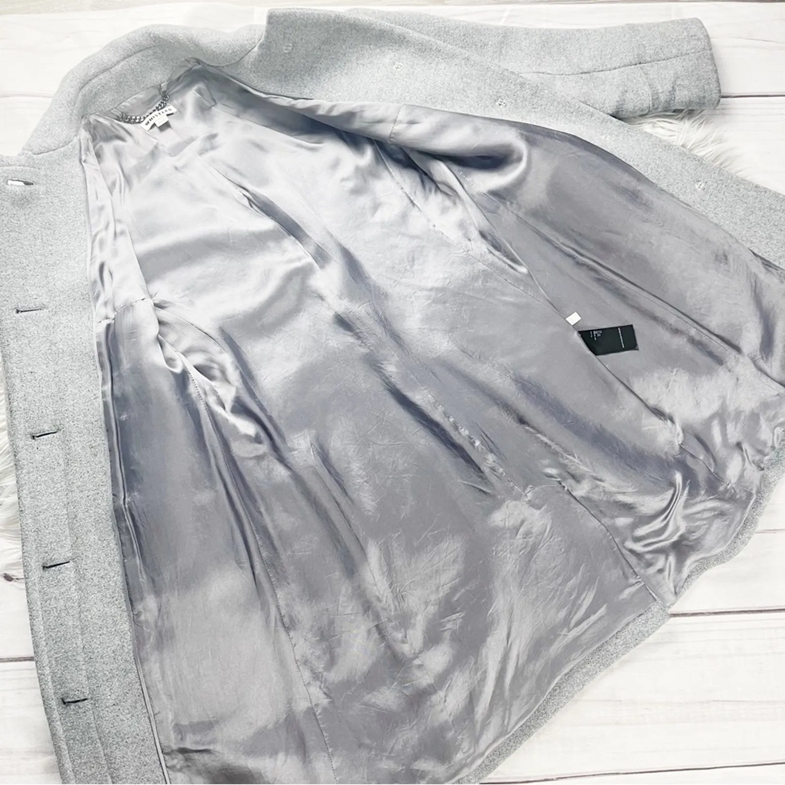 Whistles Grey Wool Button Down Coat‎ Size 6 Gray - Image 4