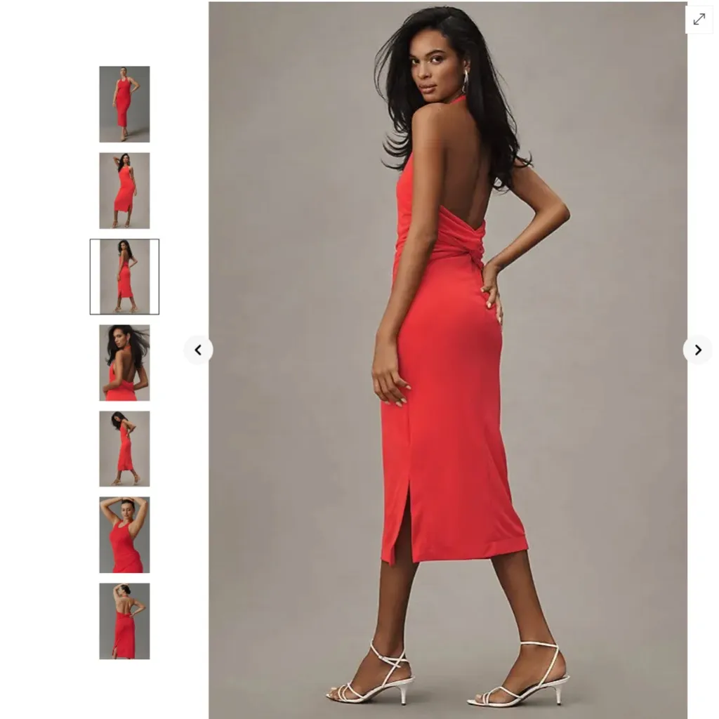 Slinky Knit Halter Dress by Anthropologie in Red, Size: XS