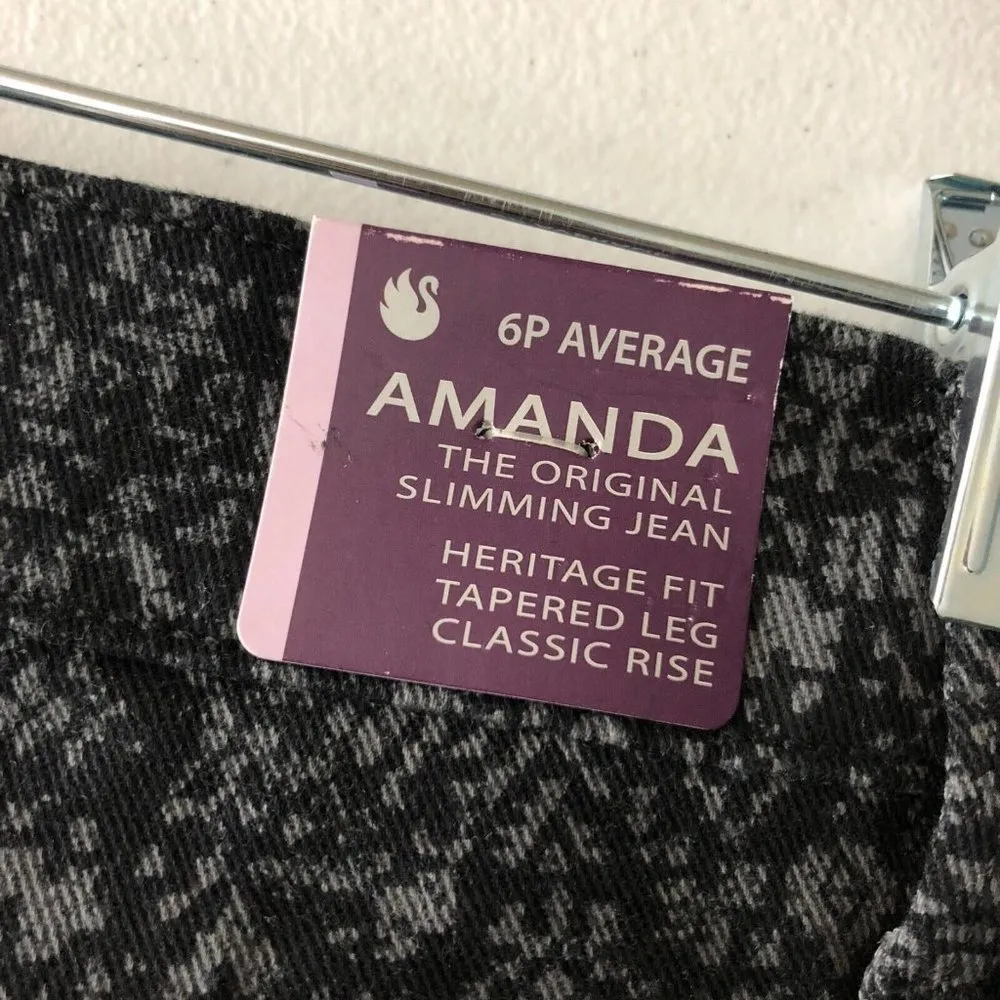 Gloria Vanderbilt Womens Jeans Amanda Slimming Tapered Geometric Black Gray 6P - Image 3