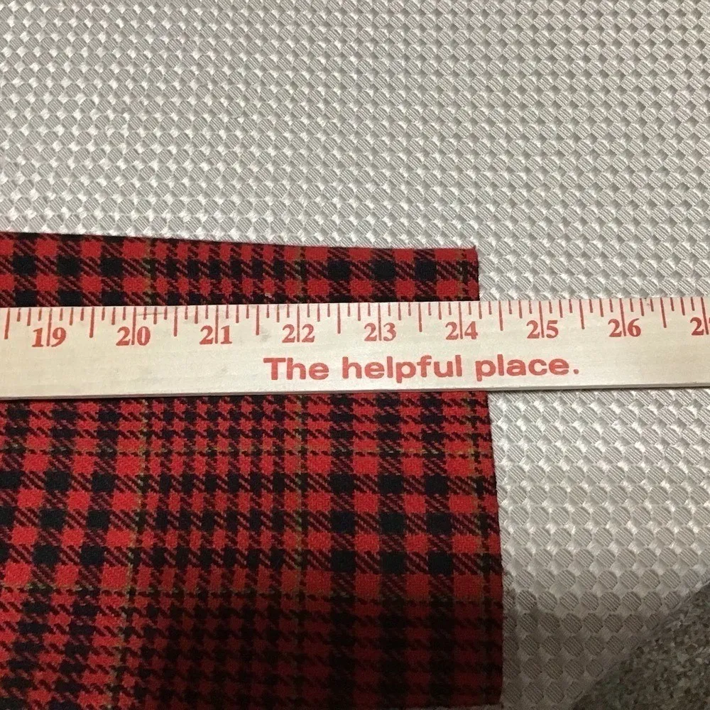 Vintage‎ 80's Red Black Gold Plaid Blazer With Velvet Collar Preppy Size 14 - Image 7