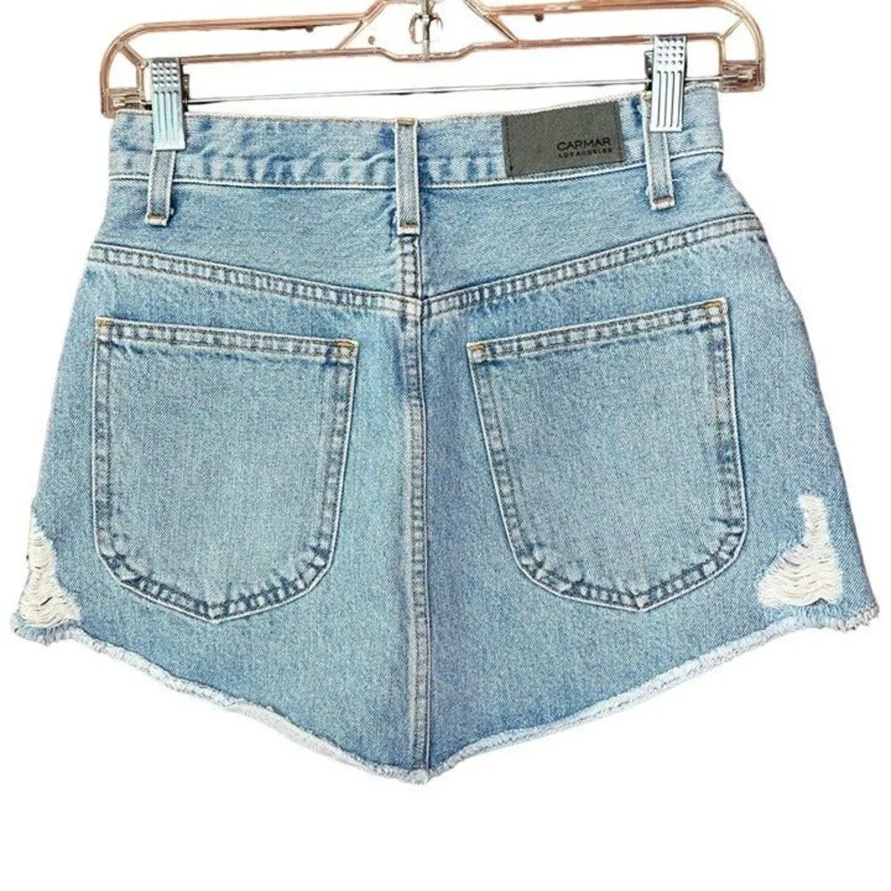 Carmar Beatrice Skull Patch Zip Front Skirt 26 Blue - Image 4