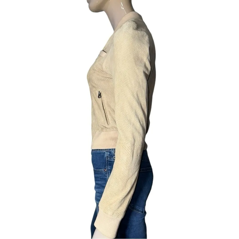 Members Only Vintage Women’s Size S Tan Perforated Suede Full Zip Jacket - Image 4