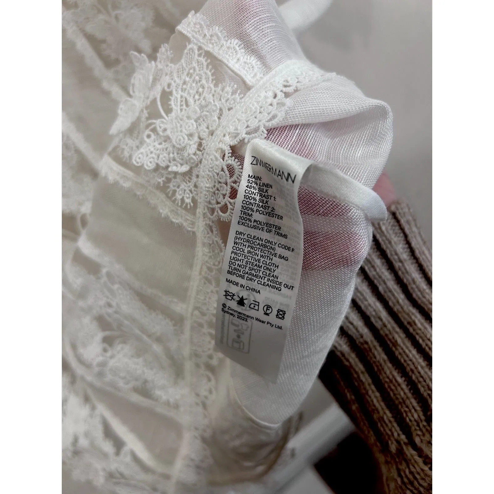 Zimmermann White Super 8 Butterfly Lace Top silk Organza Size 2 AU/8 US - Image 5