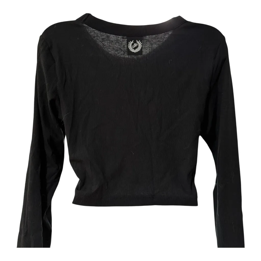 PINK VS Black Cropped Long Sleeve Top Y2K Minimal Clean Girl Basic - Image 5