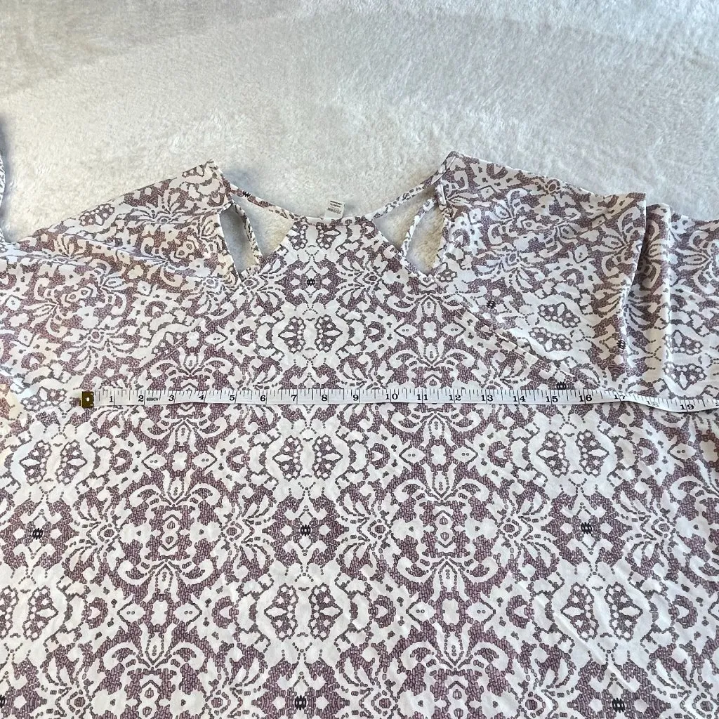 Cato Floral Cutout Blouse Top Womens 22/24W‎ Pink White Long Sleeve High Low Hem - Image 10