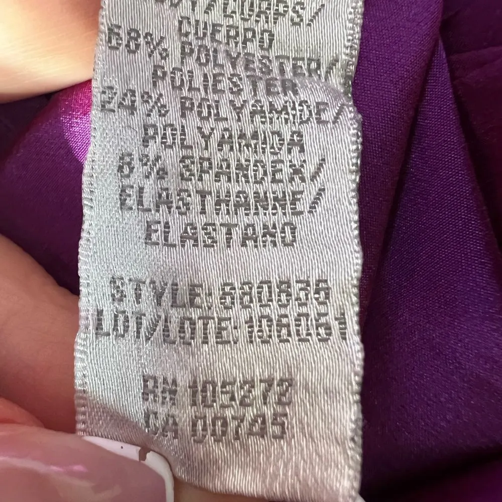 Theia Iridescent Purple One Shoulder Ruched Cocktail Dress – Size 8 - Image 7