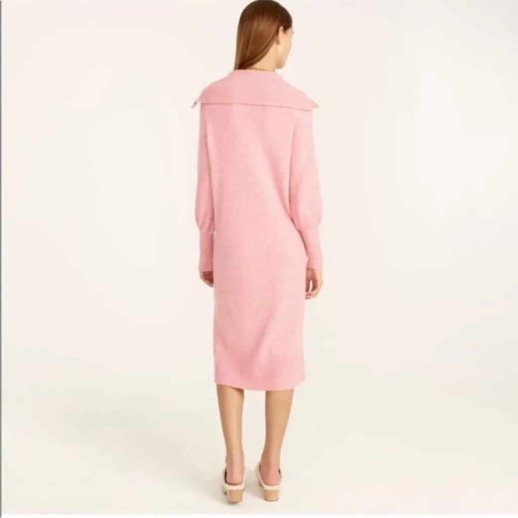 J.Crew Half-Zip Sweater Dress Supersoft Yarn Rose Heather Pink XS Alpaca Wool - Image 2