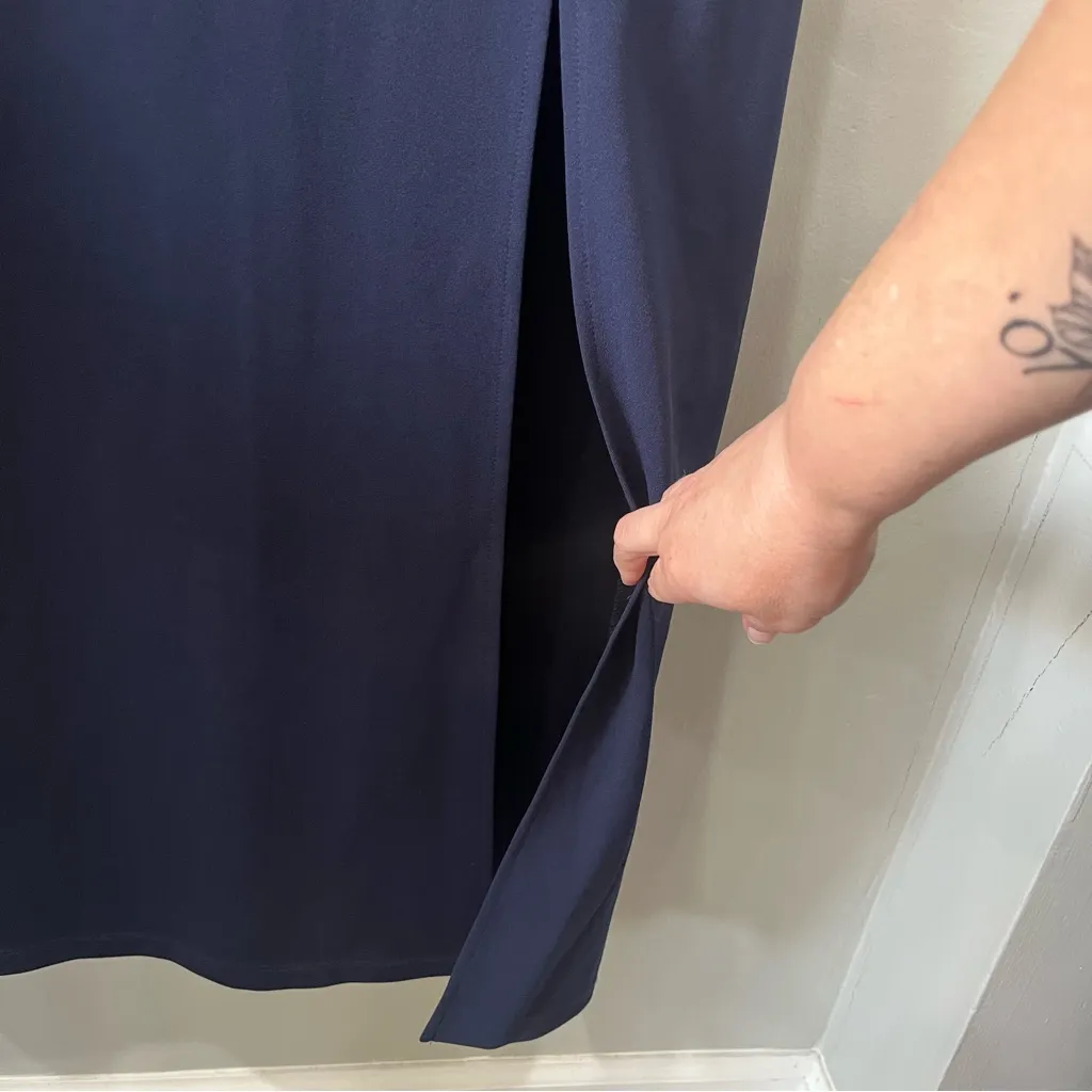 NEW SLNY dress navy blue Long Maxi Crystal Embellishment Front Slit Formal Sz 10 - Image 9