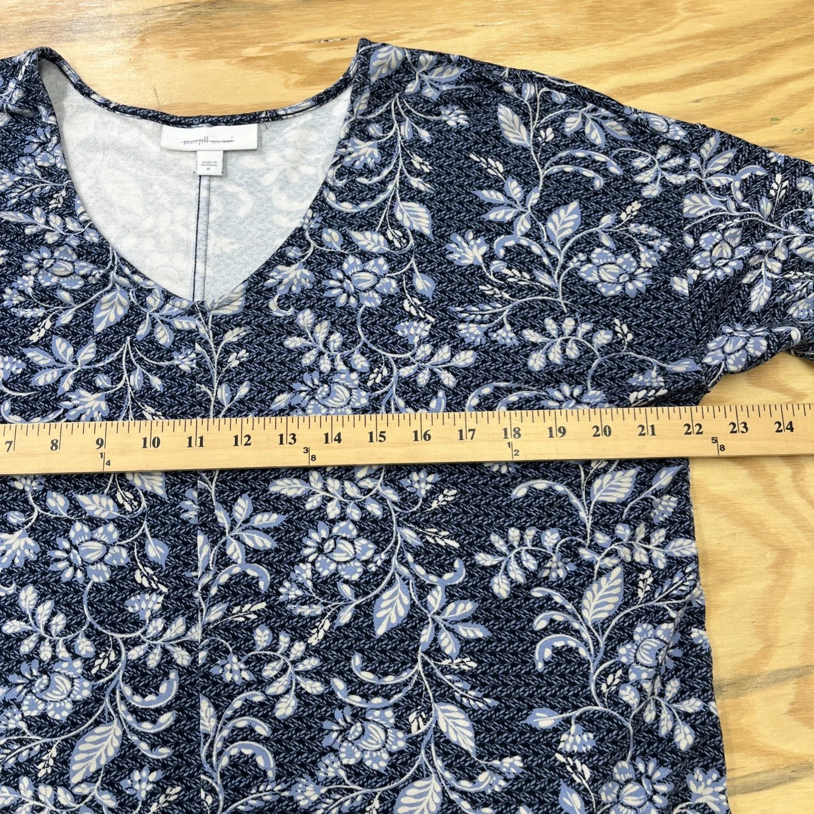 J Jill Pure Jill Eco Terry Floral Pullover Top Blue Size Medium Relaxed Soft - Image 7