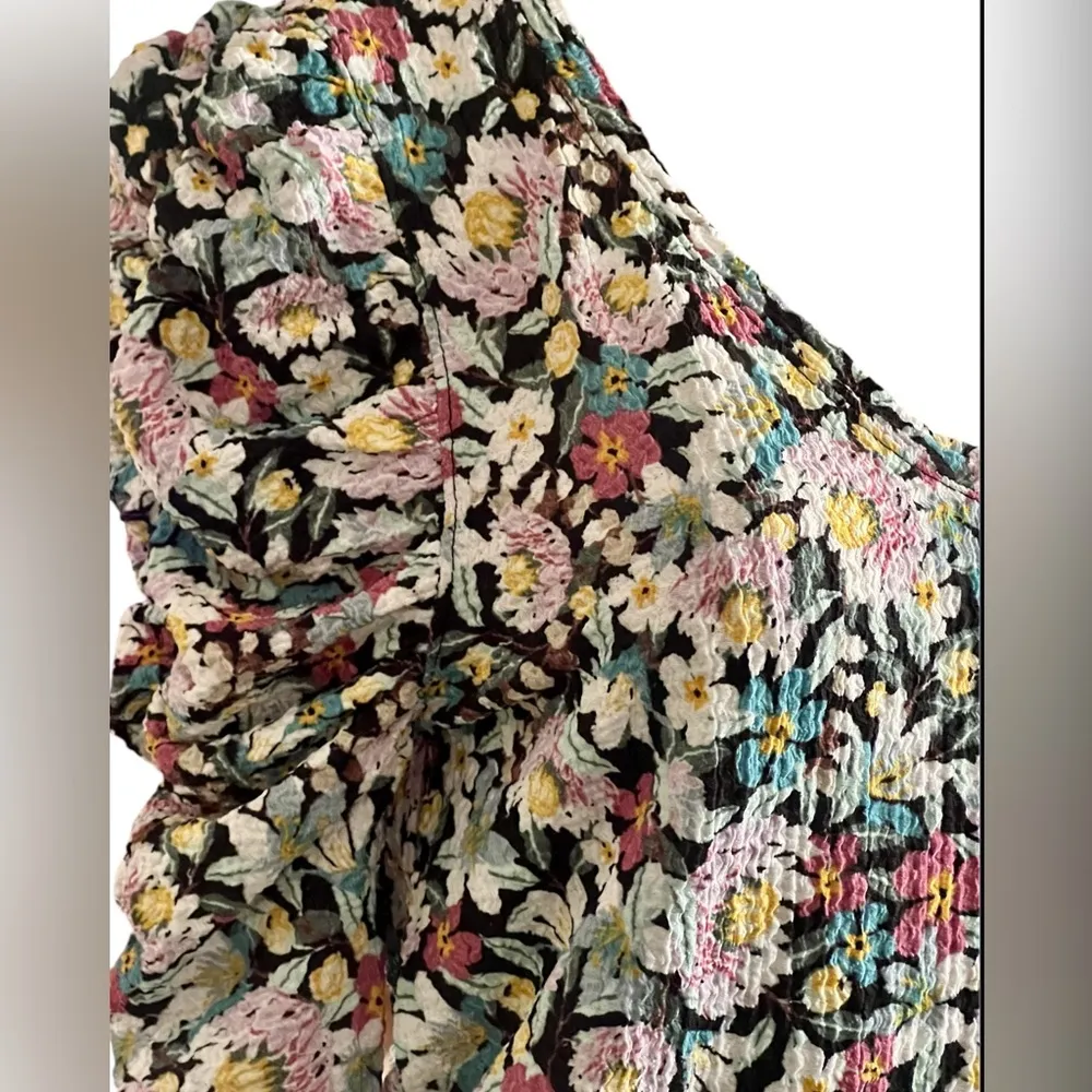 Loft Floral Prints Shirred Puff Sleeves Top NWT - Image 6