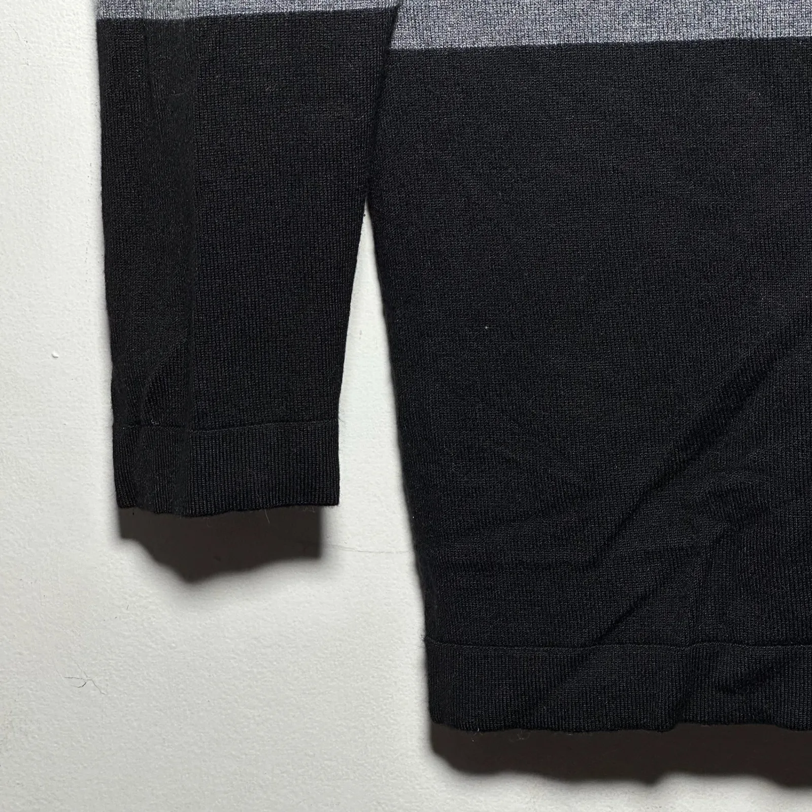 INC International Concepts Colorblock Cowl Neck Zipper Sweater Medium Gray Black - Image 7