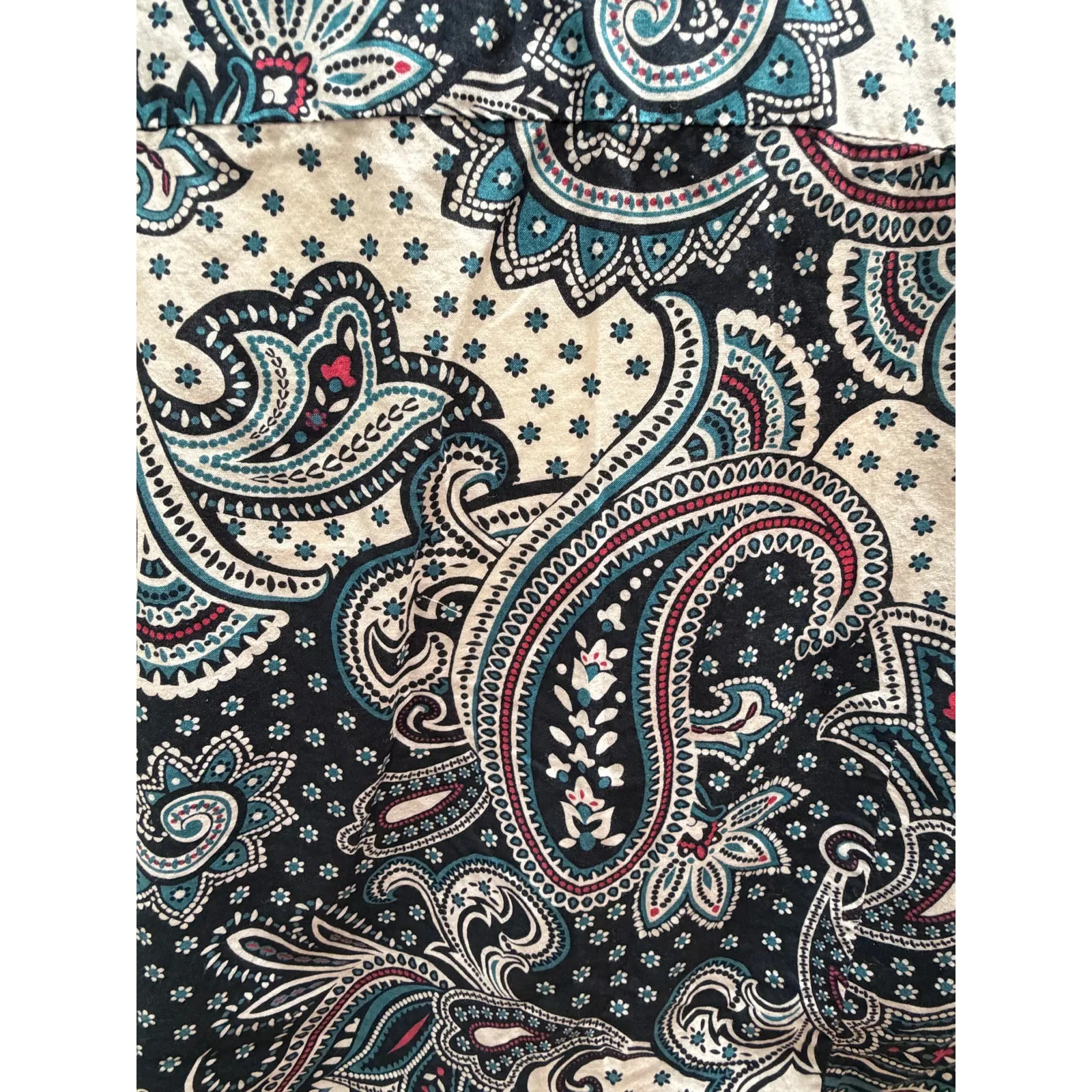 Tommy Hilfiger Button Up Shirt Womens XL Blue Multicolor Paisley Cotton Blouse - Image 6