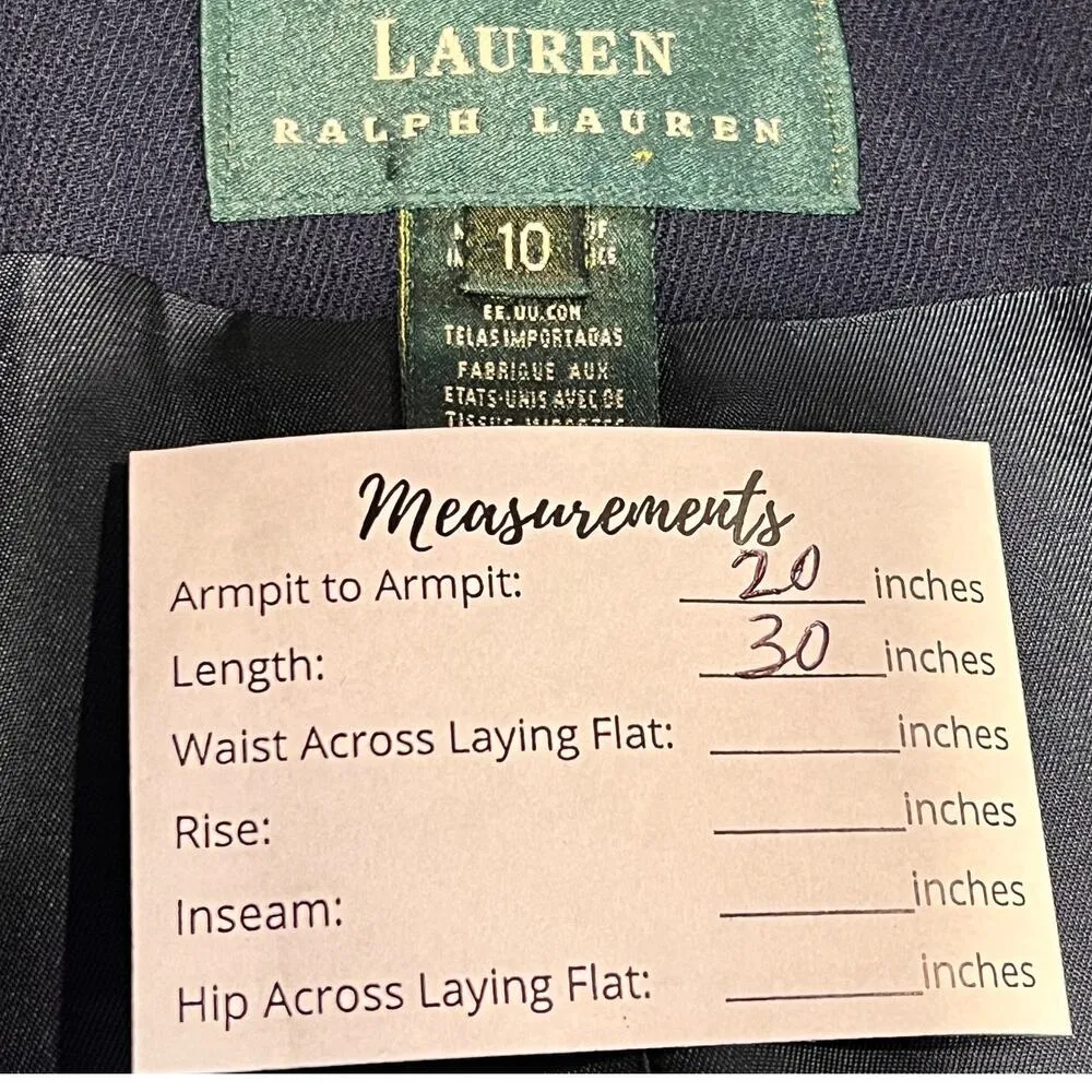 Lauren Ralph Lauren Womens Overcoat Jacket Blue Size 10 Worsted Wool Mid Length - Image 2