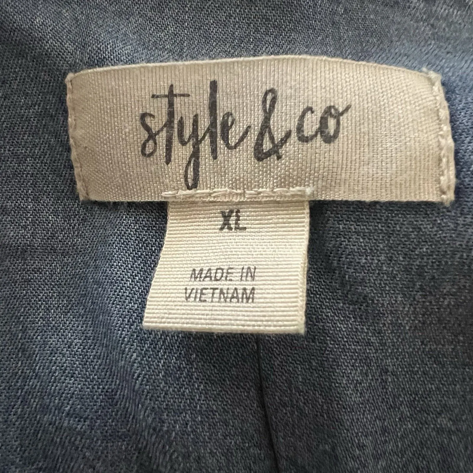 Style & Co Shirt Dress XL Midi Chambray Roll Tab Sleeves Blue - Image 5